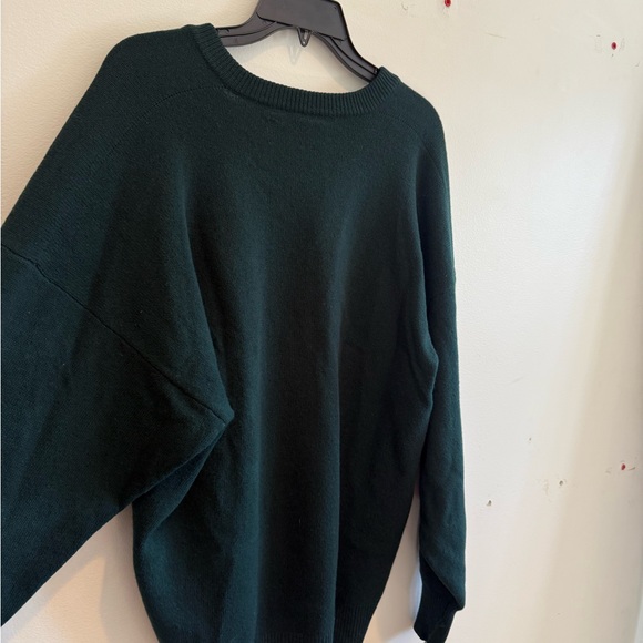 Vintage 90's Nordstrom Forest Green Oversized V-Neck Sweater 100% Lambswool - Picture 6 of 10